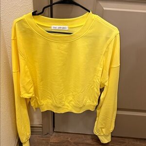 Women's Yellow Cropped Crewneck Sweatshirt